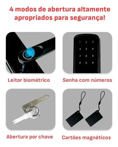 Fechadura Eletronica Digital Porta Biometria Wifi Senha Knup Cor Preto