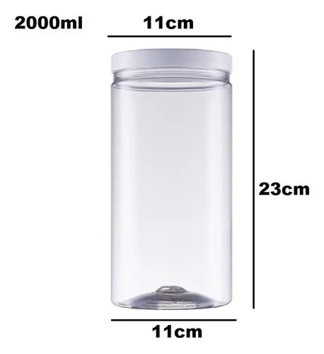 Kit 03 Pote De Plástico Cristal Com Tampa 2000ml Mantimento