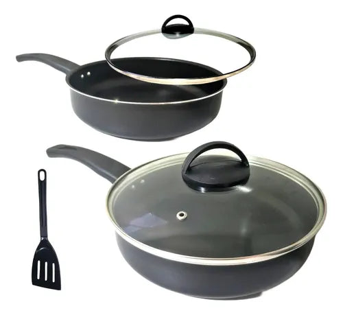 Frigideira Alta Funda 18cm E 22cm Com T Vidro Antiaderente