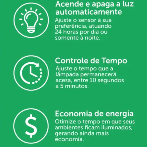 Sensor De Presença Lâmpada P/iluminação Fotocélula Bocal E27