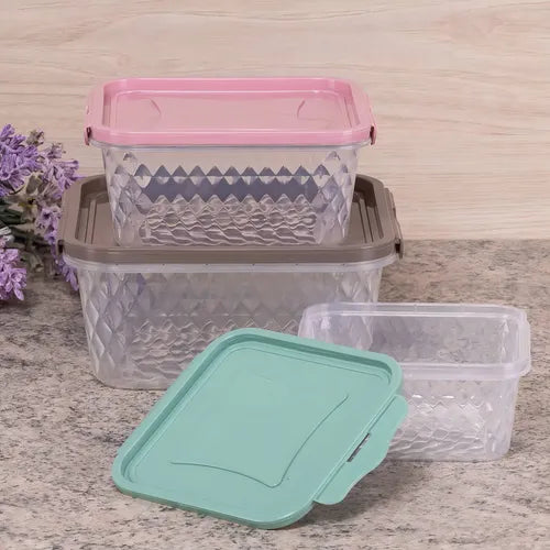 Potes Micro-ondas E Freezer Cristal Tampa Hermética - 3 Uni