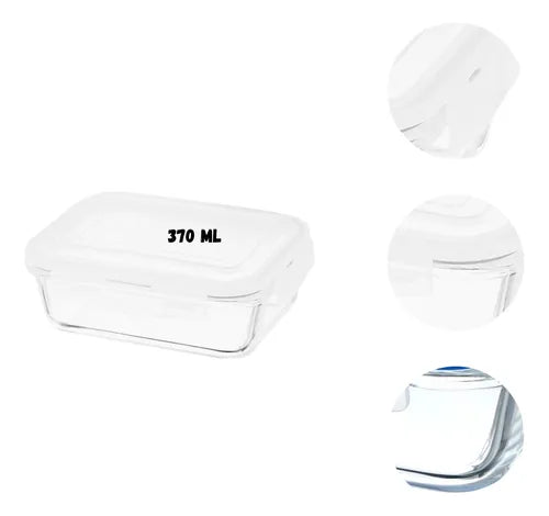 Conjunto 5 Pote Vidro Hermético Marmita Tampa Plástico 370ml
