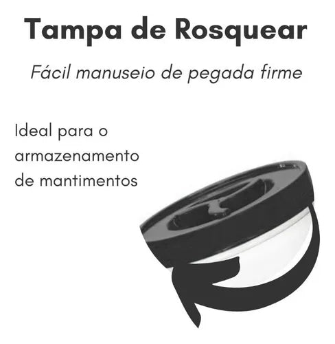 Kit Pote Vasilha Alimento Tampa De Rosca 1 Litro Kit 12 Pçs