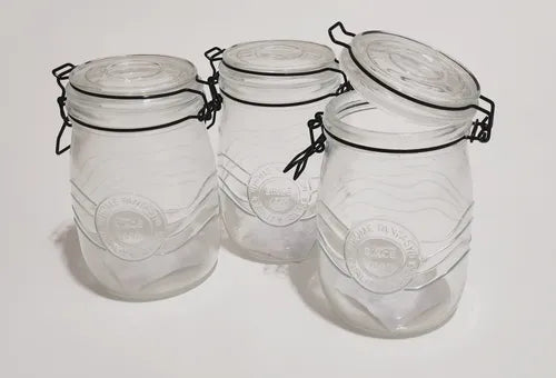 Pote Vidro Hermético Hauskraft 1000ml Metal Alta Qualidade