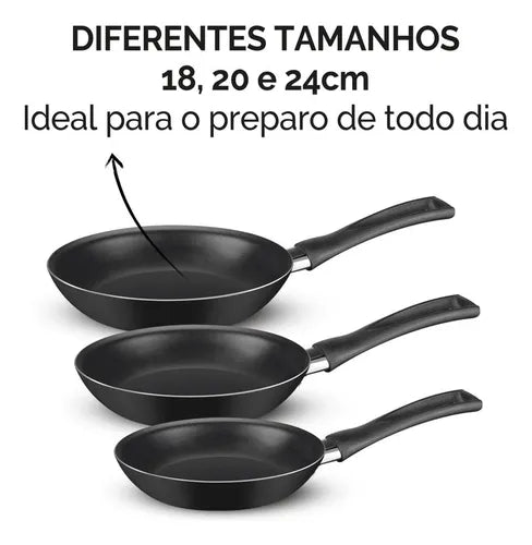 Kit De Frigideiras Antiaderentes Rochedo Basic Com 3 Peças