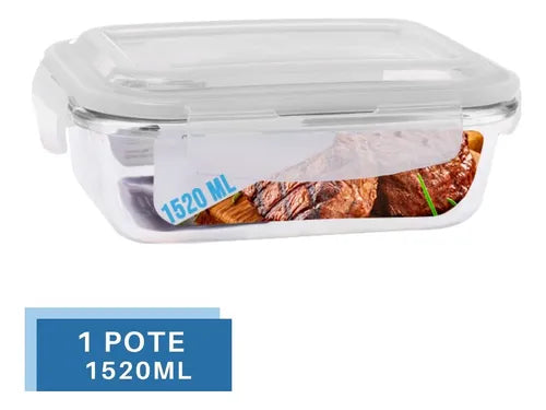 Pote Vidro 1520ml (vai Ao Forno, Microondas)retan C/tampa