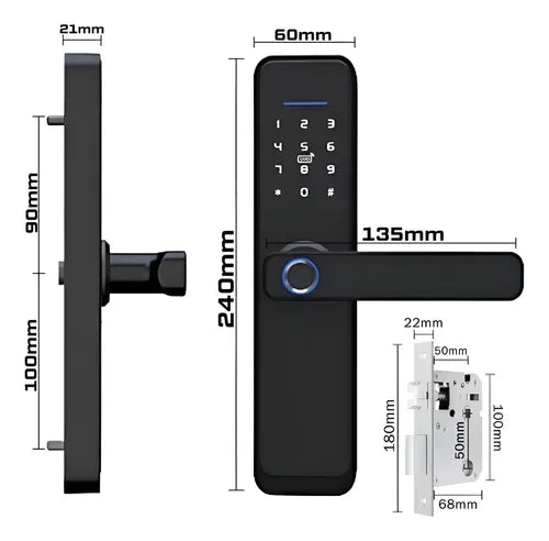 Fechadura Eletrônica Digital Bbg Smart Lock Preta Biometria