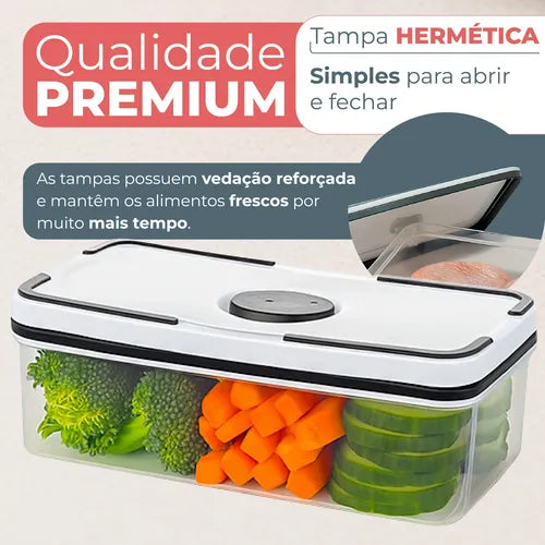 Kit 5 Potes Herméticos Transparentes Frezzer E Micro-ondas