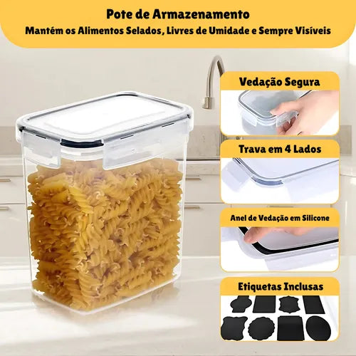 Kit 16 Potes Herméticos Para Mantimentos E Alimentos