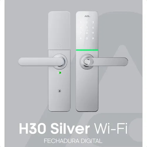 Fechadura Digital AGL H30 Silver Prata Wifi Eletronica Com Aplicativo e Biometria