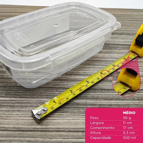Kit Pote Raso M Com Travas 500 Ml Com 10 Unidades Cor Transparente