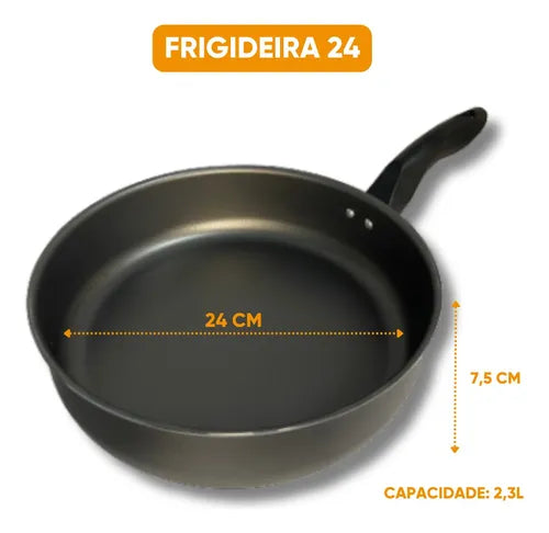 Frigideira Antiaderente Grande Alta Tampa De Vidro Espatula