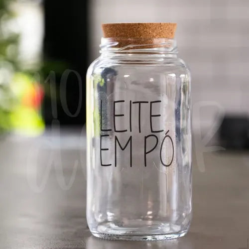 Kit 6 Potes Médios De Vidro 810 Ml Com Tampa Cortiça Cor Transparente