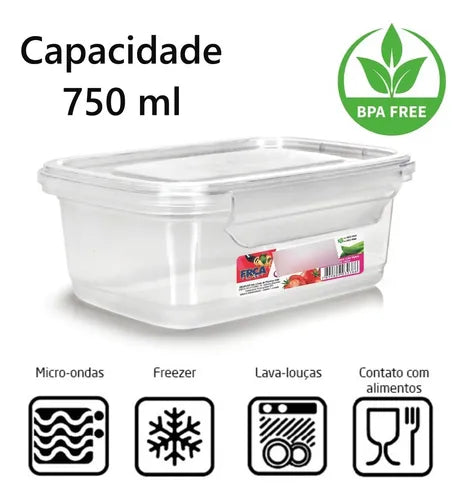 Kit 10 Potes 750ml Herméticos Travas Marmita Reutilizável