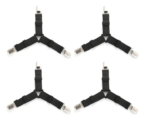 Prendedor Elástico Lençol 3 Pontas Garra Metálica Cama Kit 4 Cor Preto Desenho Do Tecido Liso