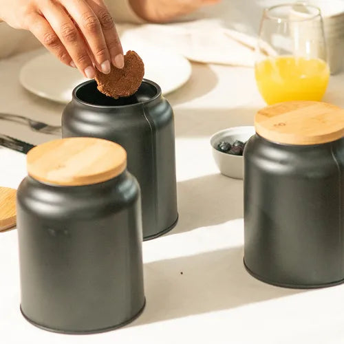 Pote Porta Condimentos Coffee 1,1l Sense Com Tampa Bambu Ou