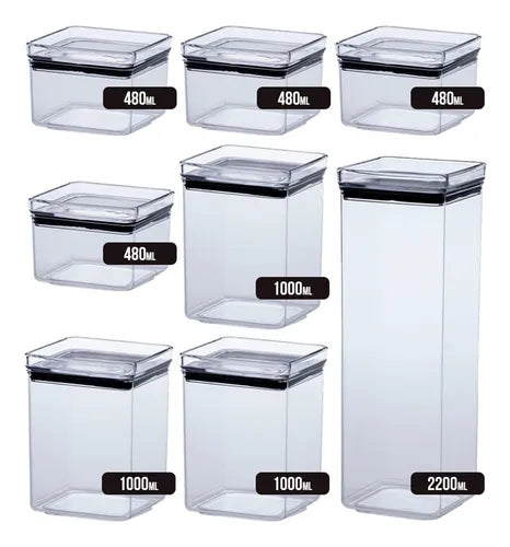 Conjunto Potes Hermeticos Lumini 8 Peças -1000ml, 480ml