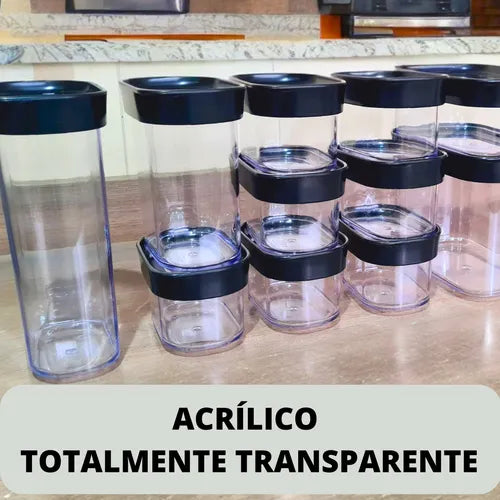 Kit 12 Potes Herméticos Acrílico Para Alimentos Cozinha