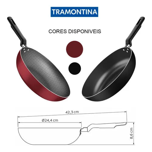 Frigideira Funda Antiaderente 24cm Loreto Tramontina - Cores Cor Vermelho e Cinza