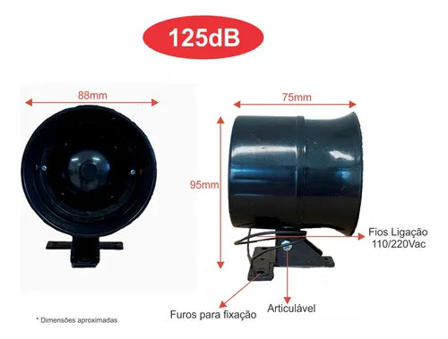 Kit 3 Sensor De Presença Movimento E 1 Sirene Alarme Bivolt