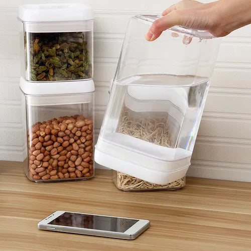 Kit 2 Potes Mantimento Cozinha 1,7l Hermetic C/ Tampa Trava Cor Transparente