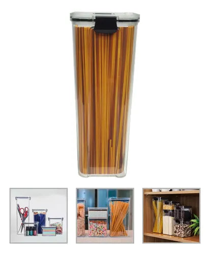 3 Potes Mantimento Hermético Organizador Slim Com Fecho 2 Lt