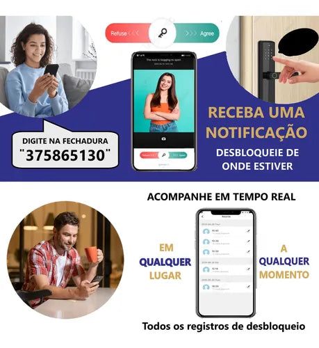 Fechadura Eletronica Digital Com Biometria App A5 Tuya Wi-fi