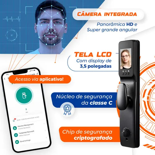 Fechadura Digital Eletronica Com Reconhecimento Facial 3d