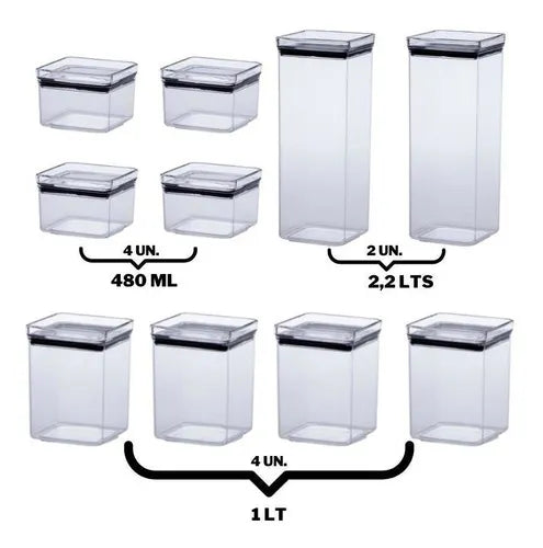 Kit 10 Potes Herméticos Paramount Cor Pote