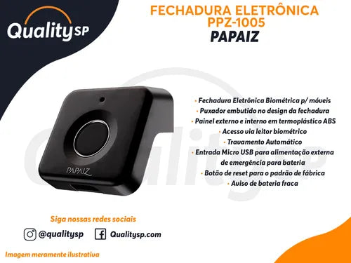 Fechadura Eletrônica Biométrica Ppz-1005 P/ Moveis (puxador)