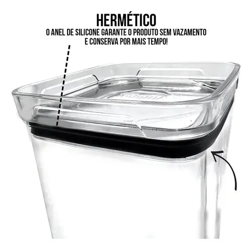 Kit 17 Potes Herméticos Acrílico Empilháveis Quadrado