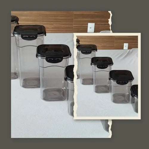 Kit 5 Potes Hermeticos Porta Mantimentos Organizador Cozinha