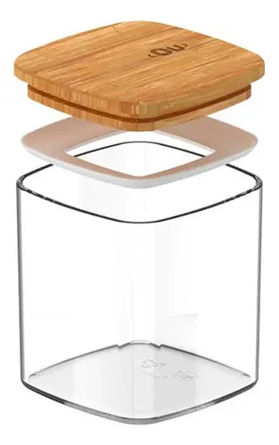 Organizador Hermético Porta Tempero Tampa De Bambu 150ml Ou