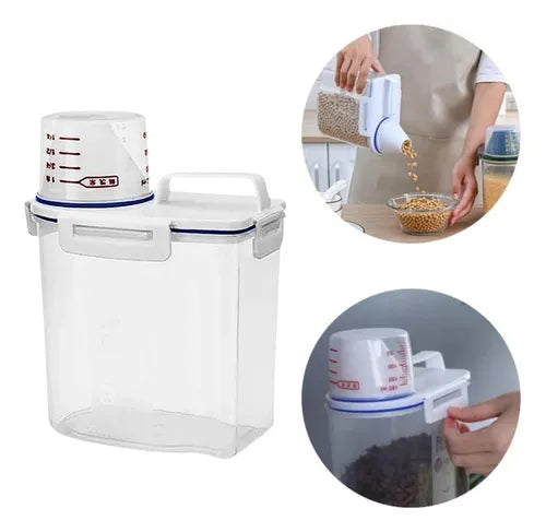 Pote C/ Medidor 1.5 L Cereal Ração Grãos Hermético Dispenser