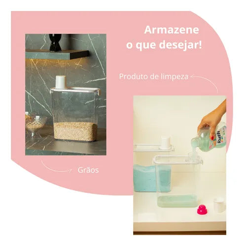Pote Dispenser Multiuso Slim Com Copo Dosador Paramount