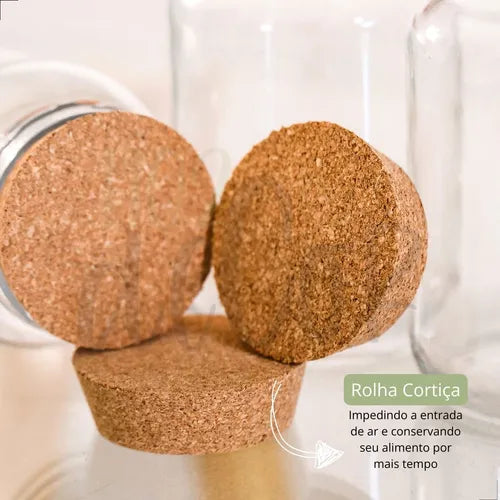 Kit 2 Potes De Vidro 810ml - Tampa De Rolha Cantinho Do Café Cor Cápsula Açúcar