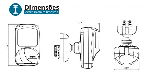 Sensor Presença Movimento Frontal Parede 110° Fotocélula Timer Dip Switch Exatron LESFZDDP 110V 220V Bivolt Branco