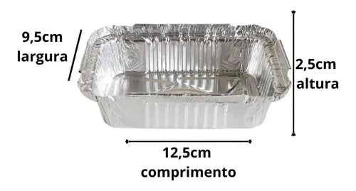 Marmitex Aluminio Retangular 220ml Marmitinha C/100 Unidades Cor Alumínio