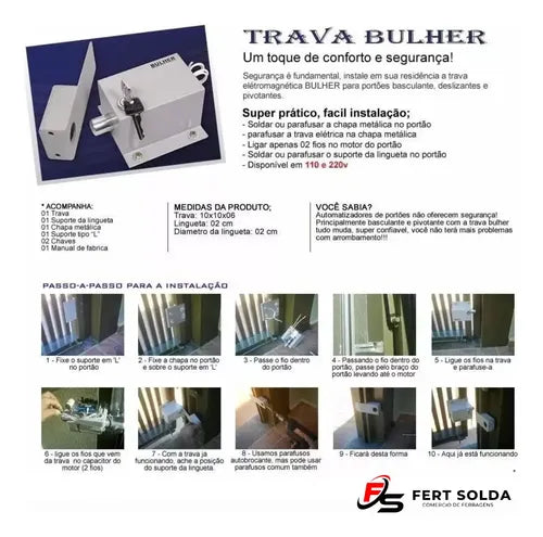 Trava Elétrica Portão Eletrônico 220v Basculante Bulher