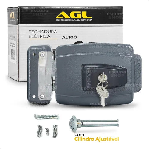 Fechadura Eletríca 12v Reversível Cilindro Ajustável Lr100