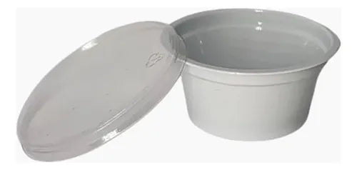 100un Potinho Molheira Pote Descartável Molho C/ Tampa 30ml Cor Branco