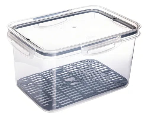 Pote Hermético Retangular Com Escorredor 4 Litros Plasutil Cor Transparente