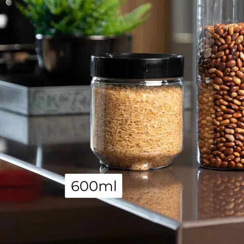 Pote Organizador Mantimentos 6un Multiuso Cozinha 600ml Luxo