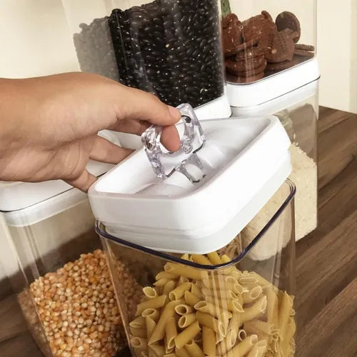 Kit 6 Potes Herméticos Acrílico Mantimentos Tampa Trava 2,3l Injeplastec