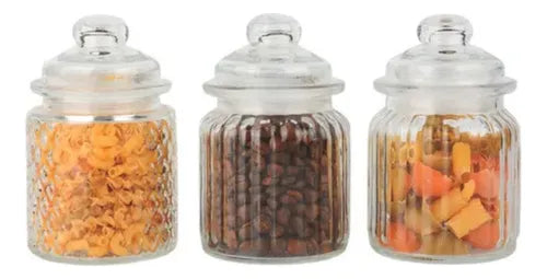 Kit 3 Potes Herméticos Vidro Multiuso Baleiro Armazenamento