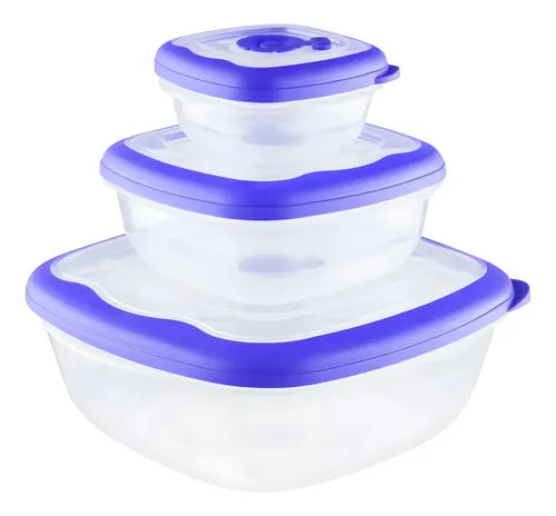 Kit De 3 Potes Herméticos Plástico Marmita Transparente