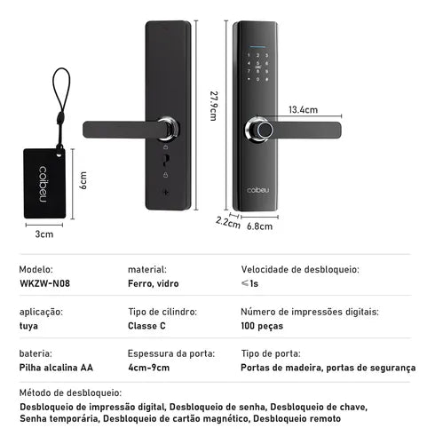 Fechadura Eletronica Digital Wifi Tuya Biometria Coibeu