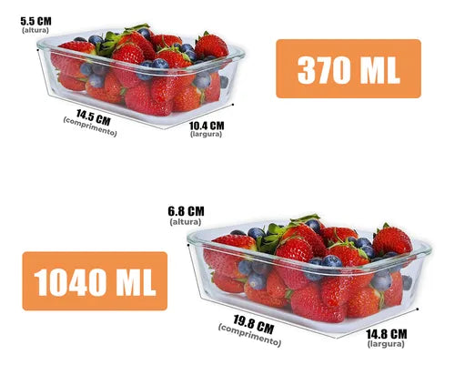 Conjunto 10 Potes 1040ml+370ml Vidro Hermético 4 Travas
