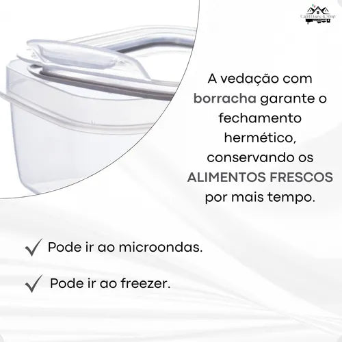 Kit 3 Potes Herméticos Marmita Microondas Vedação