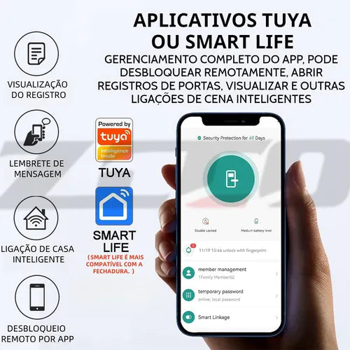 Fechadura Eletronica Digital Biométrica Câmera E Wifi Tuya